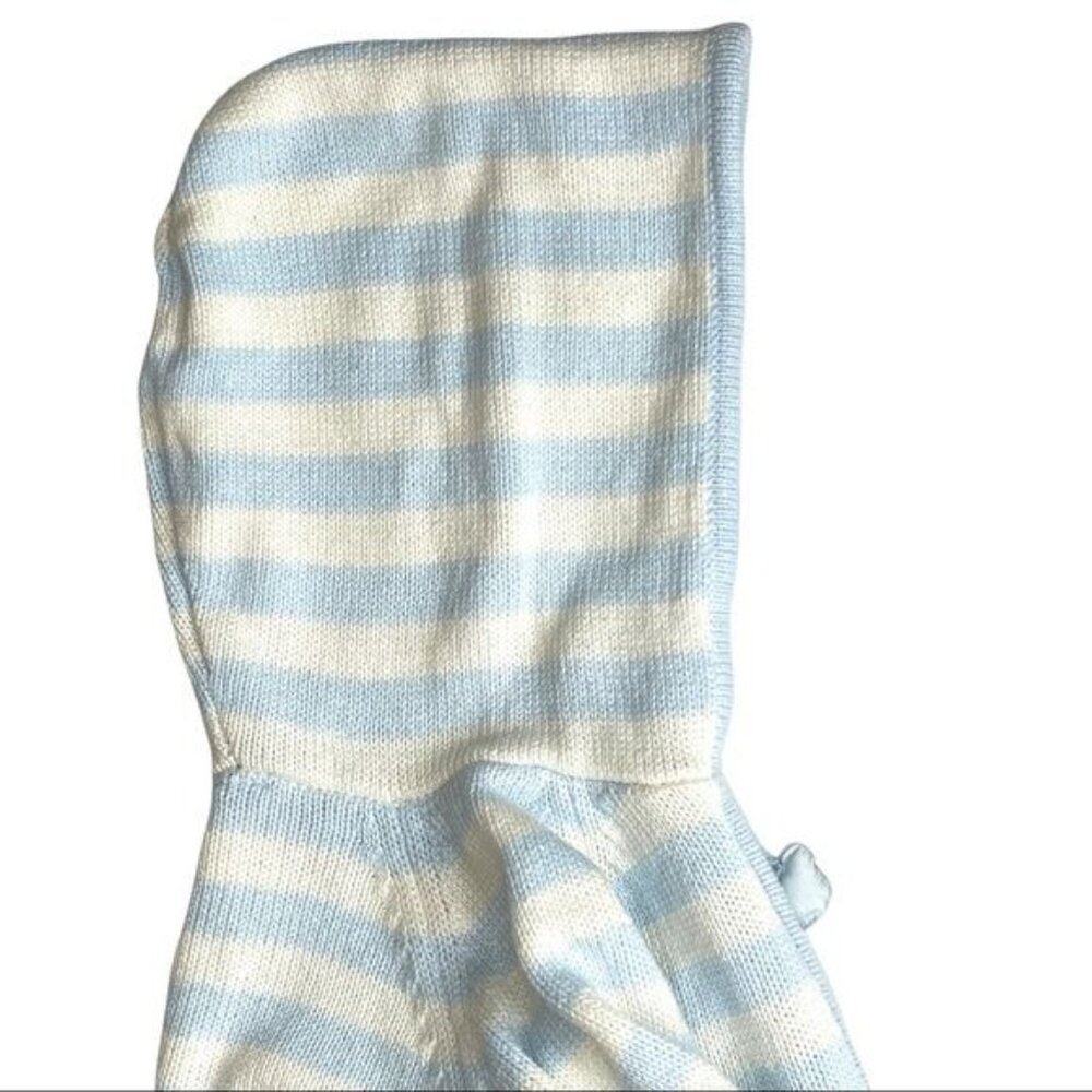 Carter's Blue/White Hooded Sweater Zip Front Baby 9M Cozy Classic Casual - Picture 9 of 13